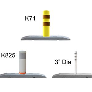 Narrow bike lane defender with K7` Post, K825 Post and 3" Dia