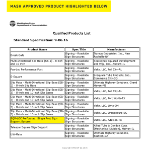 MASH approved product - MASH TL-3 Approved SQR-LOC® Perforated Single Post Sign Support System
