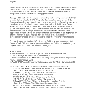 CA MASH TL-3 APPROVED POST. Letter from CA