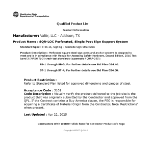 Qualified product list